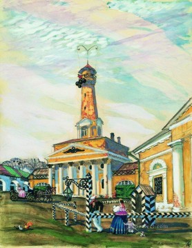 イエス Painting - クルトゴルスクの広場 1915 ボリス・ミハイロヴィチ・クストーディエフ 都市景観 都市のシーン